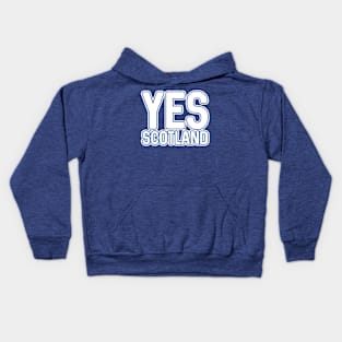 YES SCOTLAND, Scottish Independence White and Saltire Blue Layered Text Slogan Kids Hoodie